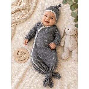 Copper Pearl Gray Constellation Knotted Gown & Hat Newborn Flawed Snap